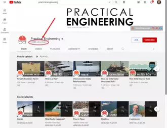 screenshot of Practical Engineering YouTube channel